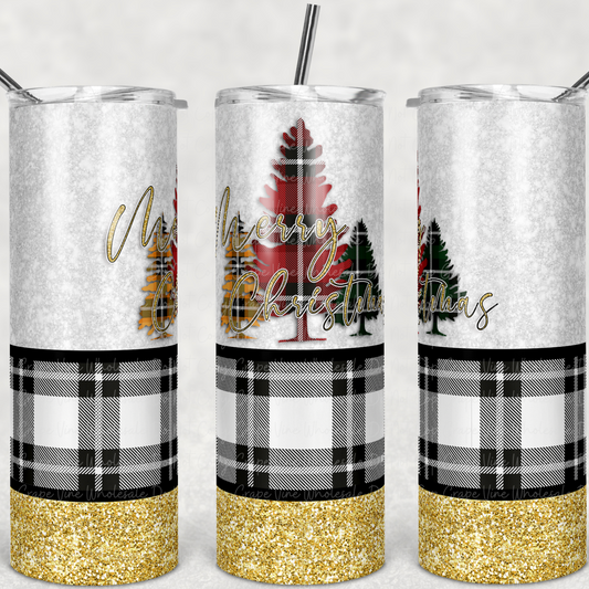 Merry Christmas Plaid Trees  20oz Skinny Tumbler Grape Vine Wholesale