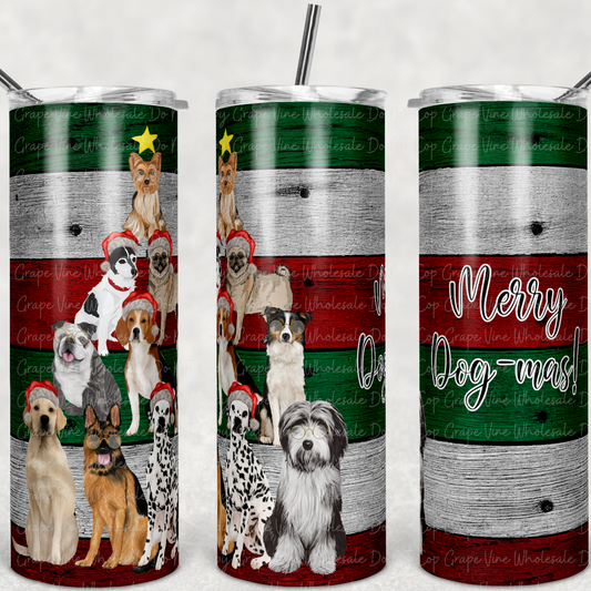 Merry Dogmas  20oz Skinny Tumbler Grape Vine Wholesale