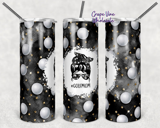 Messy #GolfMom Bun 20oz Skinny Tumbler Grape Vine Wholesale