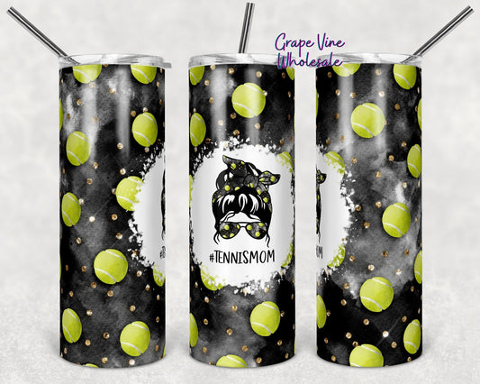 Messy #TennisMom Bun 20oz Skinny Tumbler Grape Vine Wholesale