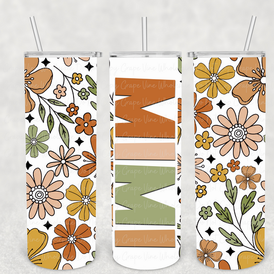 Mimi (Retro Flowers) 20oz Skinny Tumbler Grape Vine Wholesale