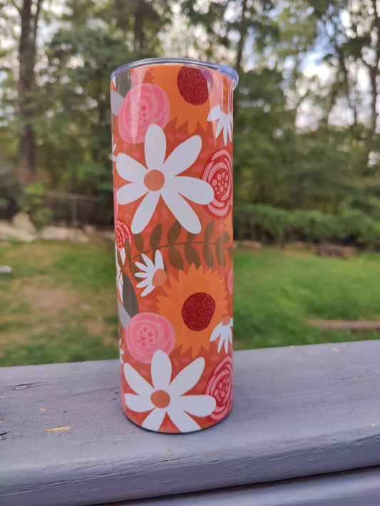 Mustard Fall Florals 20oz Skinny Tumbler Grape Vine Wholesale