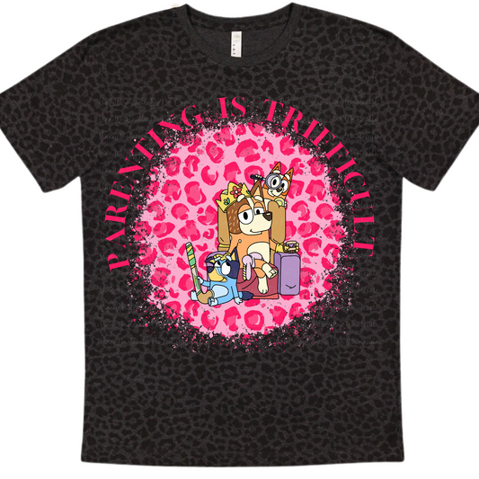 Parenting is Trifficult -pink leopard- - 2 Peas Tees