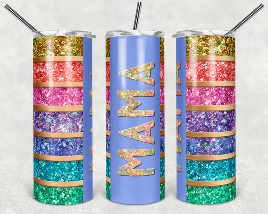 Pastel Glitter Mama 20oz Skinny Tumbler Grape Vine Wholesale