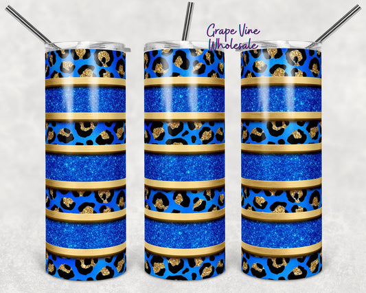 Periwinkle Leopard Striped Mock 20oz Skinny Tumbler Grape Vine Wholesale