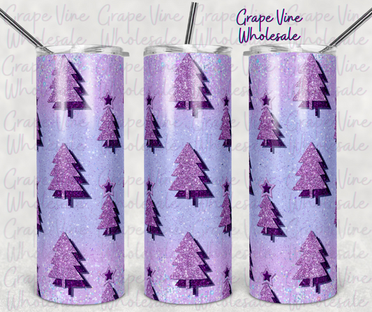 Periwinkle Ombre Christmas Trees 20oz Skinny Tumbler Grape Vine Wholesale