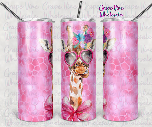 Petaly Pink Giraffe 20oz Skinny Tumbler Grape Vine Wholesale