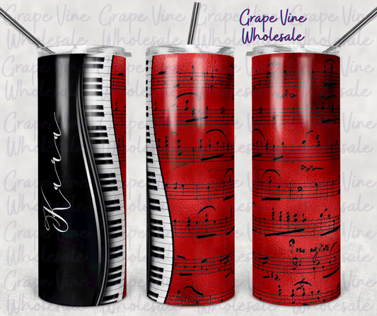 Piano W/ Red Notes 20oz Skinny Tumbler Grape Vine Wholesale