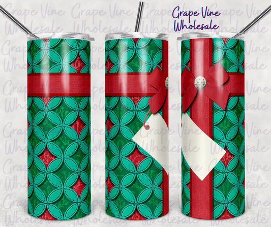 Poinsettia Velvet Quilted 20oz Skinny Tumbler Grape Vine Wholesale