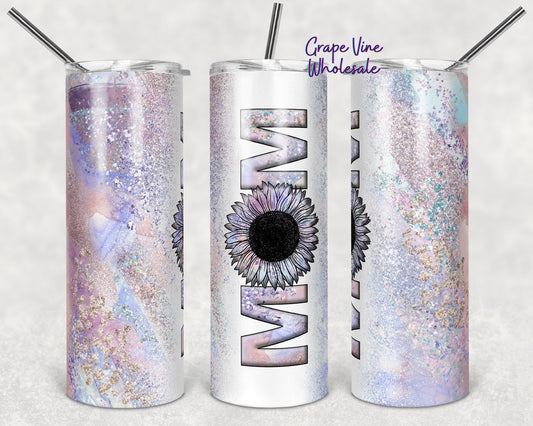 Pretty In Pastel Milky Way Sunflower Mom 20oz Skinny Tumbler Grape Vine Wholesale