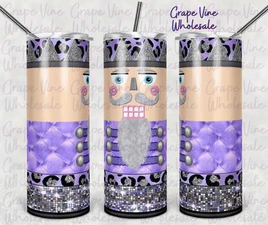 Purple & Silver Leopard Nutcracker 20oz Skinny Tumbler Grape Vine Wholesale