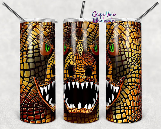 Roaring Brown Dino 20oz Skinny Tumbler Grape Vine Wholesale