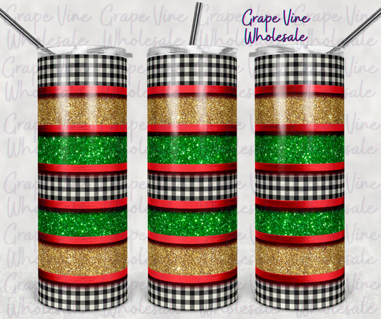 Striped Farmhouse & Glitter 20oz Skinny Tumbler Grape Vine Wholesale