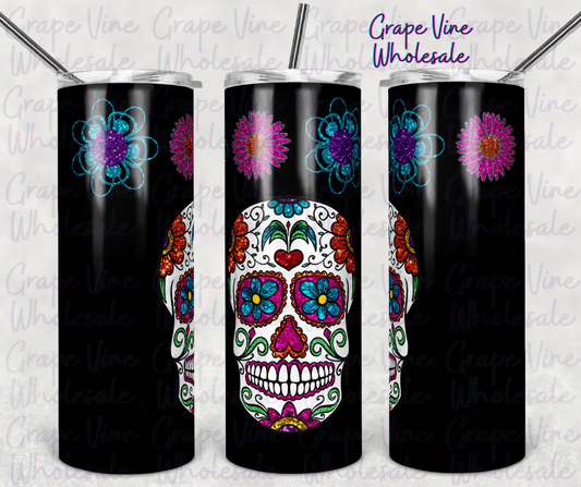 Sugar Skull 20oz Skinny Tumbler Grape Vine Wholesale