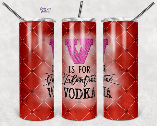 V Is For VODKA 20oz Skinny Tumbler Grape Vine Wholesale