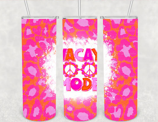 Vacay Mode - Hot Pink Leopard and Bolt- 20oz Skinny Tumbler Grape Vine Wholesale