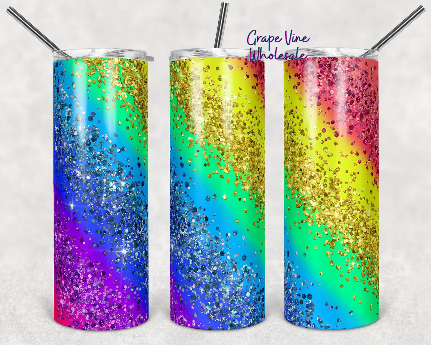 We Live In A Rainbow Of Chaos 20oz Skinny Tumbler Grape Vine Wholesale