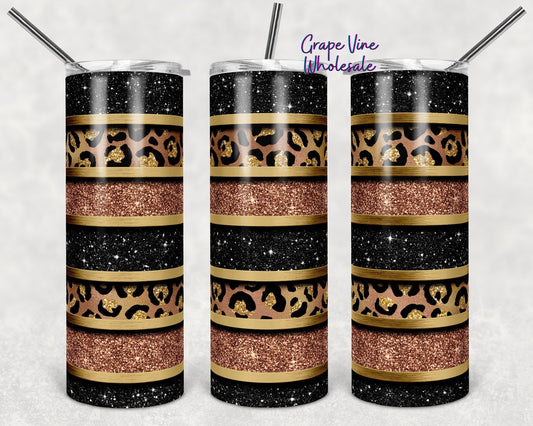 When Life Gives You Cheetah, Just Add Glitter & Gold 20oz Skinny Tumbler Grape Vine Wholesale