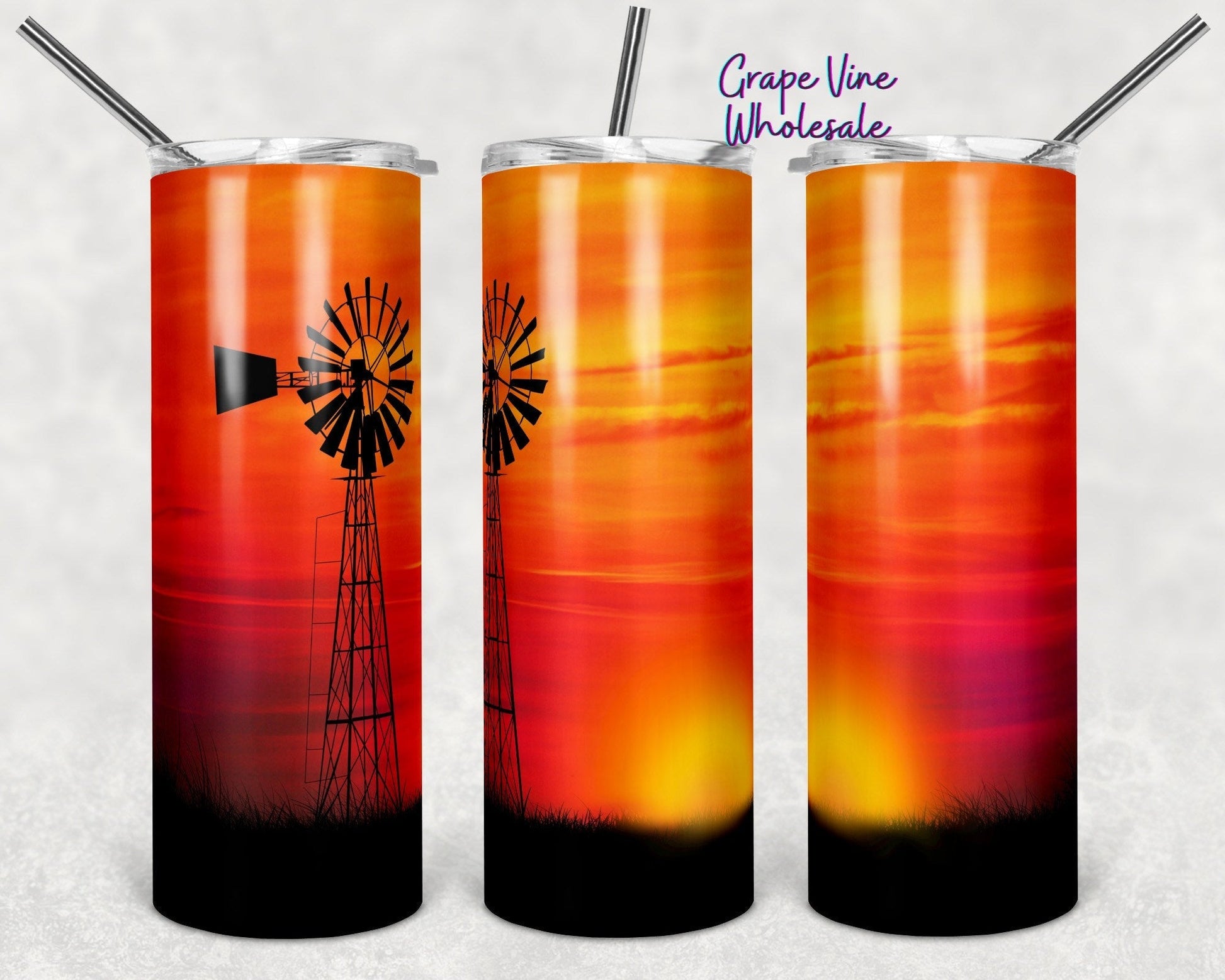 Wide Open Spaces 20oz Skinny Tumbler Grape Vine Wholesale